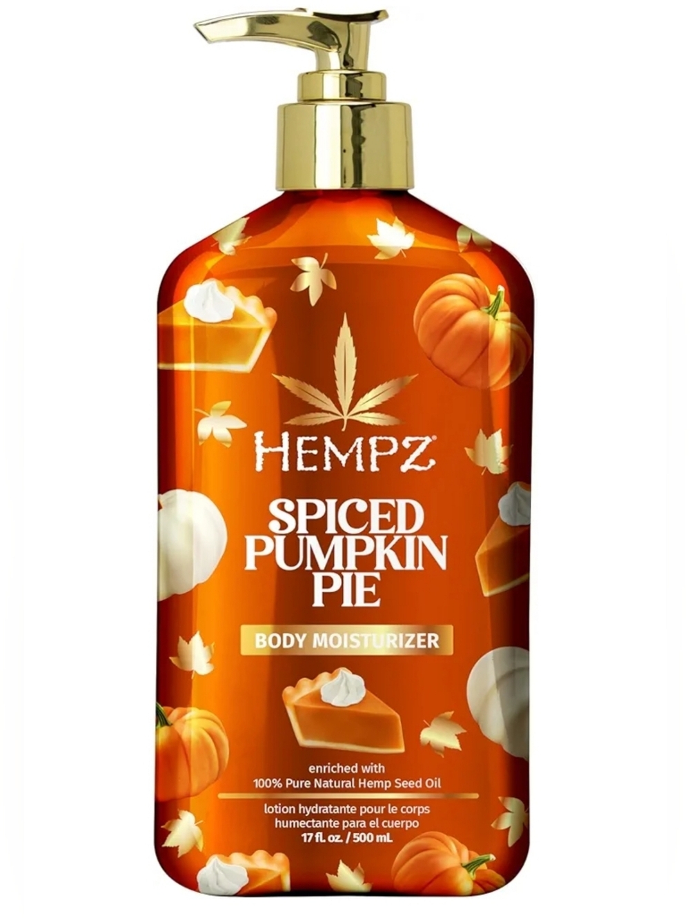 Hempz Spiced Pumpkin Pie Body Moisturizer Lotion 17oz Orange Gold Pump NEW